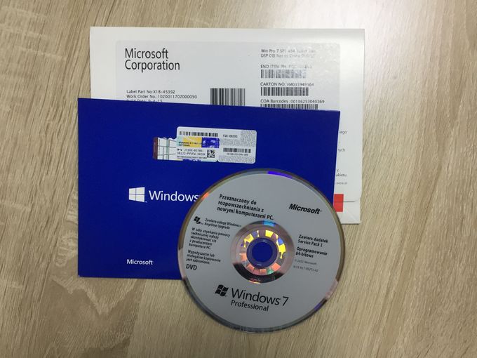 Το αρχικό Microsoft Windows 7 επαγγελματική τριανταδυάμπιτη εξηντατετράμπιτη αυτοκόλλητη ετικέττα αδειών cOem ΒΑΣΙΚΉ COA